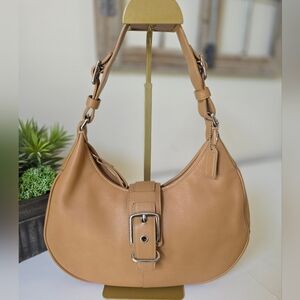 Vintage Coach Hamptons Camel Leather Buckle Hobo Bag Y2K Tan Shoulder Bag